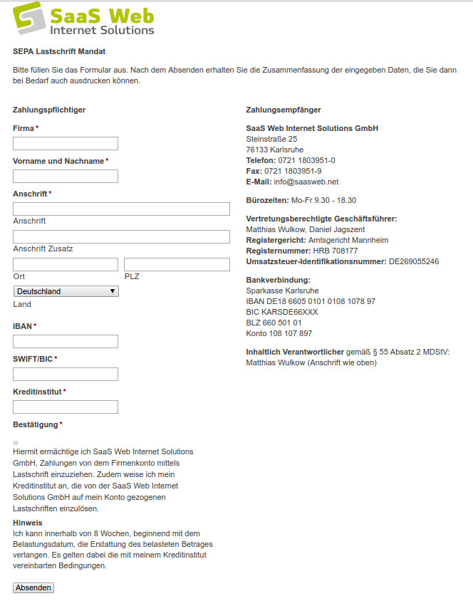 Direct Debit Mandate with WordPress