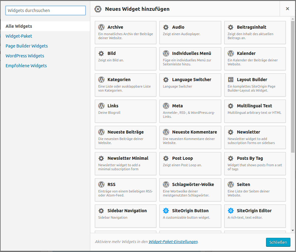 Fill the Content Blocks with Widgets
